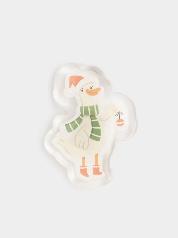 Наклейка, 6х8 см, с подсветкой, многоразовая, термопластик, Гусь, Christmas decal, image-0