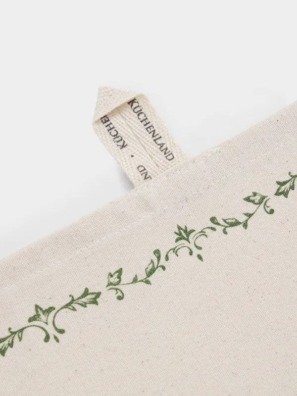 Полотенце кухонное, 40х60 см, хлопок, бежевое, Зеленые цветы, Green lace, image-3