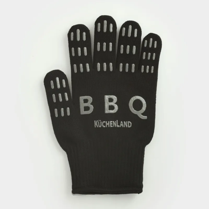 Перчатка термозащитная, размер М, полиэстер/силикон, черная, BBQ