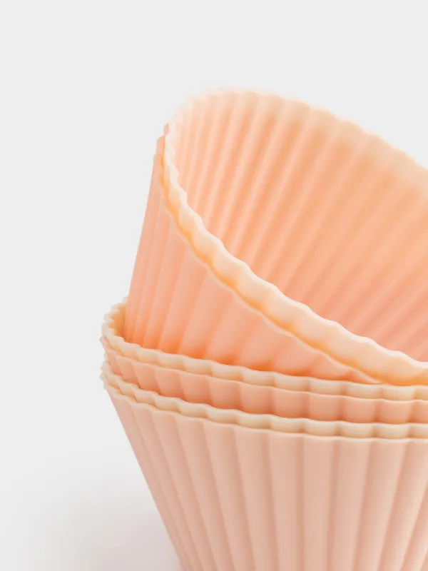 Форма для выпечки кексов, 7х3 см, 6 шт, силикон, бежевая/розовая/белая, Bakery, image-4