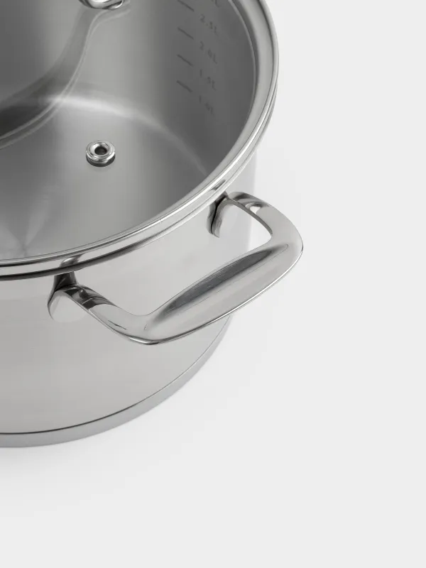 Кастрюля, 20 см, 3,5 л, с крышкой, сталь/стекло Б, Silver Stone, image-6