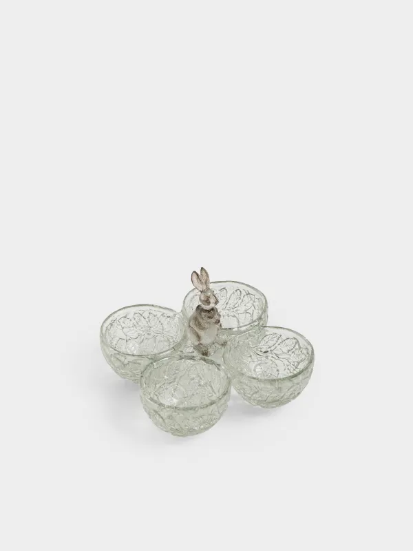 Блюдо пасхальное, 11х9 см, 4 отд, полирезин, зеленое, Кролик, Easter lace, image-4