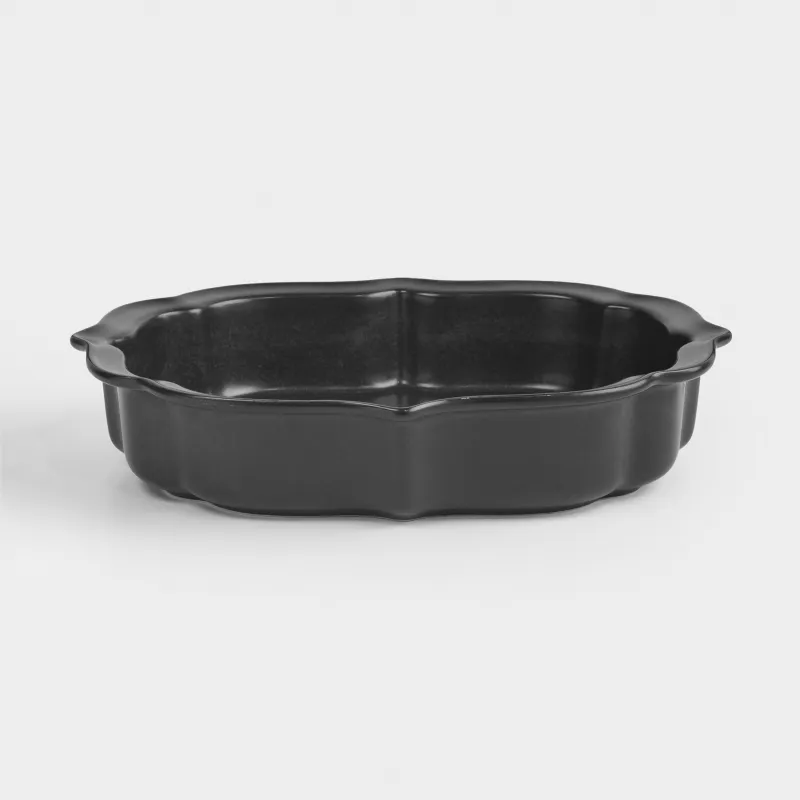 Форма для запекания, 28х18x6 см, керамика, фигурная, черная, Speckled black