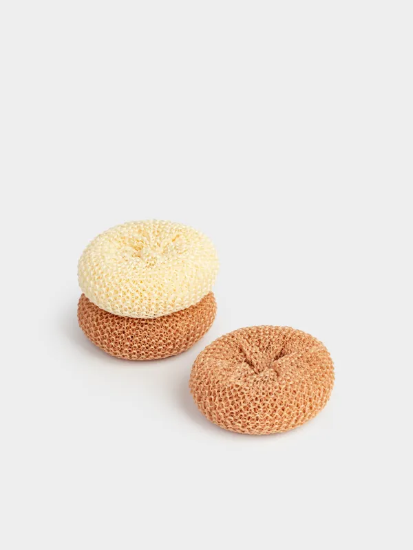 Губка для уборки, 8 см, 3 шт, растительное волокно, бежевая/коричневая, Clean, image-0
