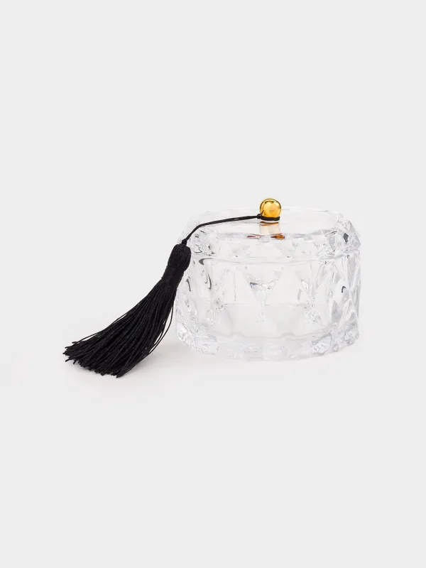 Емкость для хранения, 10x7 см, 190 мл, с кисточкой, стекло Р, Rhomb, image-0