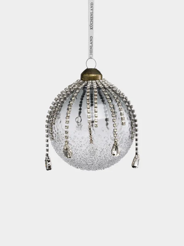 Игрушка елочная, 8 см, Шар с кристаллами, Ball crystal, image-1