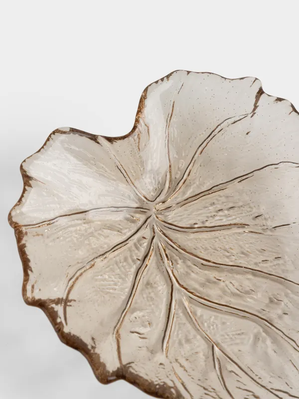 Блюдо, 16х14х2 см, стекло, зеленое, Лист, Leaves, image-2