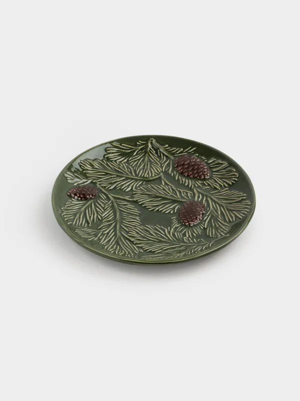 Блюдо, 20 см, керамика, зеленое, Шишки на еловых ветках, Forest whispers, image-3