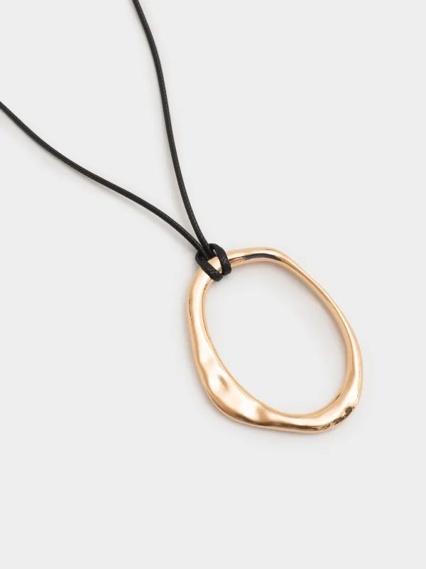 Цепочка-шнурок, 90 см, с подвеской, нейлон/металл, золотистая, Jewelry, image-1