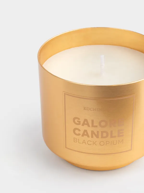 Свеча ароматическая, 8х7 см, в подсвечнике, металл, золотистая, Black Opium, Galore candle, image-2