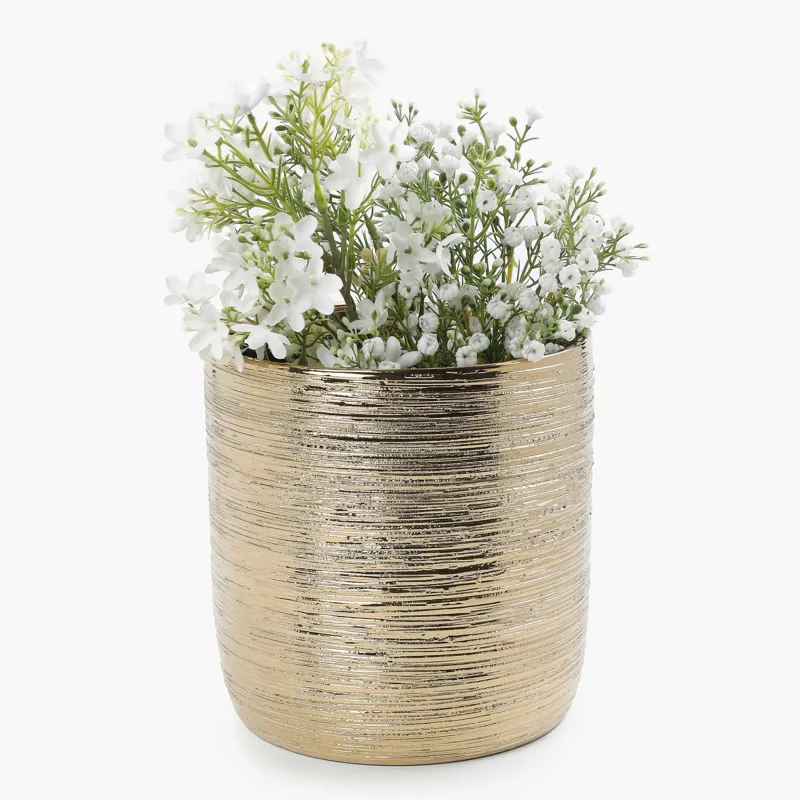 Кашпо, 18х18 см, керамика, золотистое, Galore, image-2