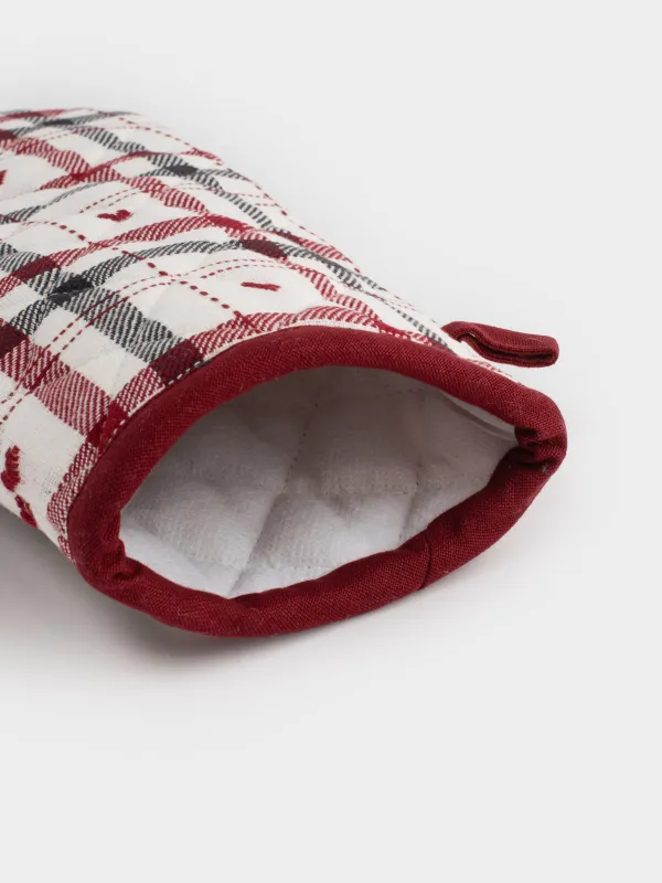 Прихватка-варежка, 18х30 см, хлопок, молочная, Клетка, Hazel heart, image-5