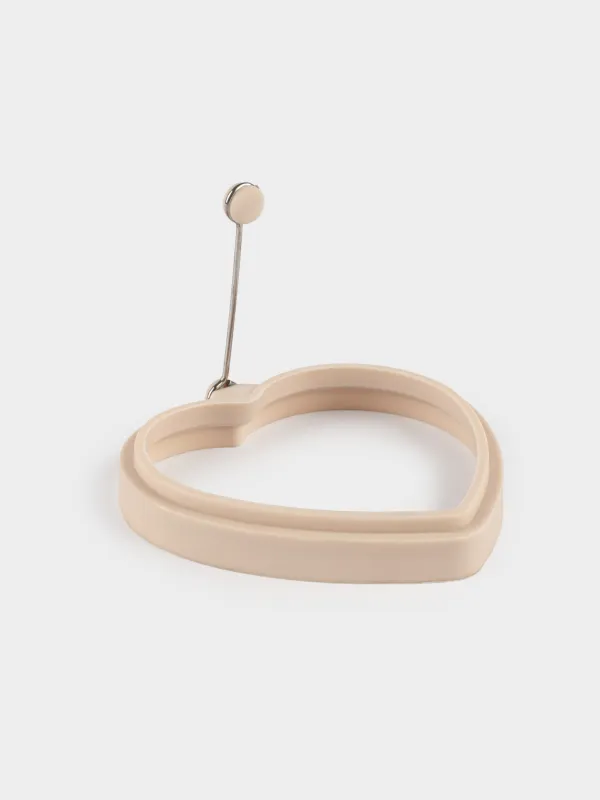 Форма для оладий/яиц, 12 см, силикон, бежевая, Сердце, Manny, image-0