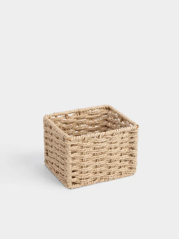 Полотенце, 30х30 см, 6 шт, в корзине с бантом, хлопок, бежевое/белое, Basket towel, image-4