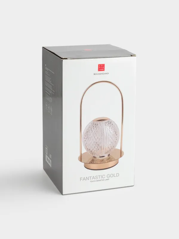 Светильник сенсорный, 22 см, беспроводной, металл/пластик, золотистый, Фонарь, Fantastic gold, image-4