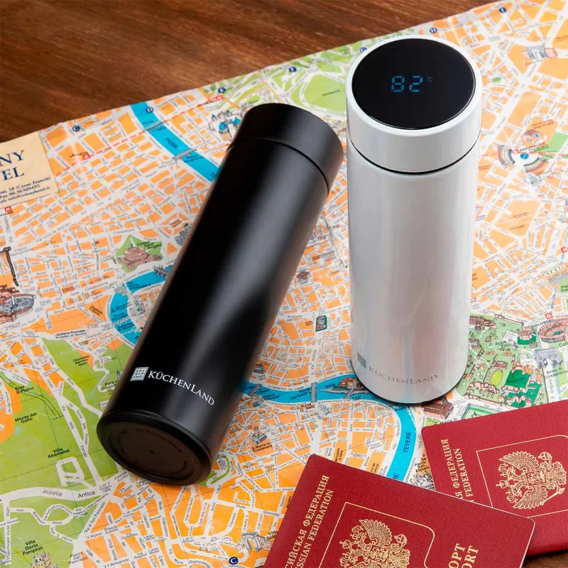 Термос, 500 мл, с термометром, сталь/пластик, белый, Celsius, image-7