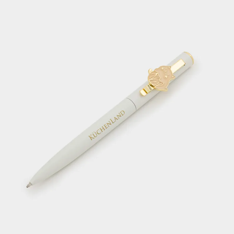 Ручка шариковая, 15 см, с фигуркой, металл, бежевая, Кот, Draw figure, image-1