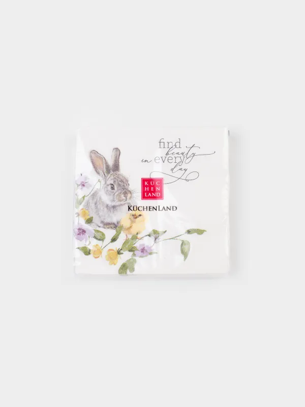 Салфетки бумажные, 21х21 см, 20 шт, Flora Easter, image-4