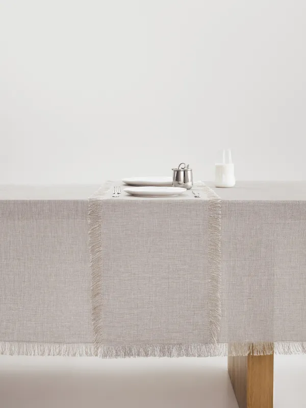 Дорожка настольная, 40х160 см, с бахромой, полиэстер, серый меланж, Beverin, image-1