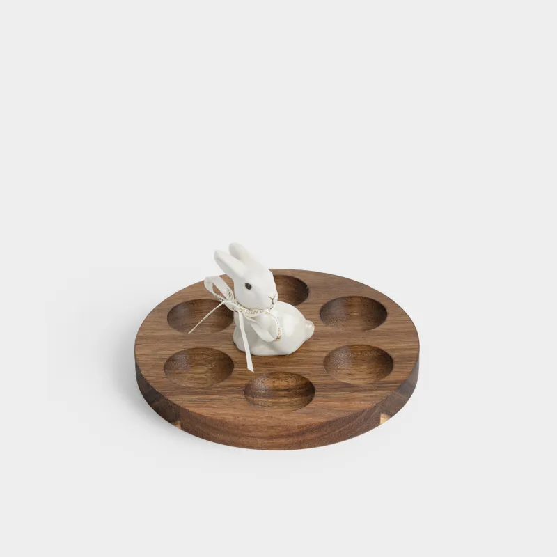 Блюдо пасхальное, 15х6 см, 6 отд, дерево/фарфор P, Кролики, Noble tree