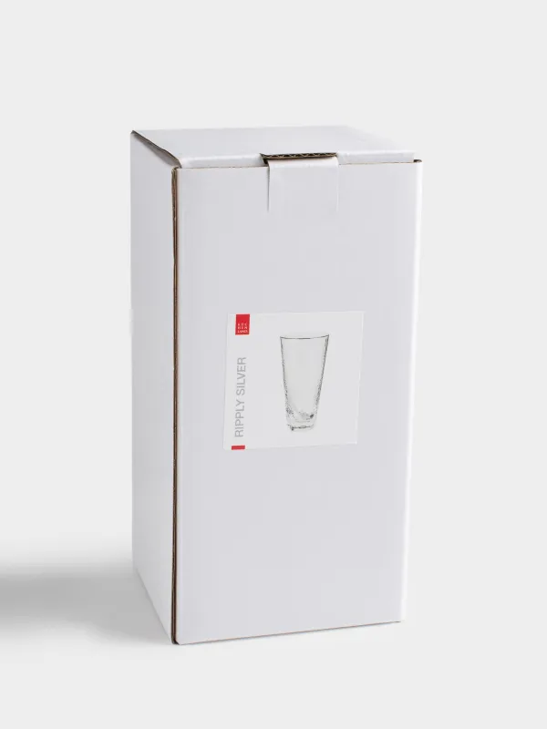 Стакан, 17 см, 450 мл, стекло, с серебристым кантом, Ripply silver, image-3