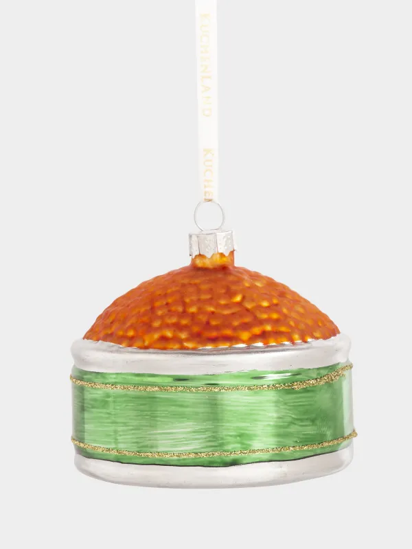 Игрушка елочная, 8х6 см, стекло, красно-зеленая, Банка икры, Figure christmas, image-1