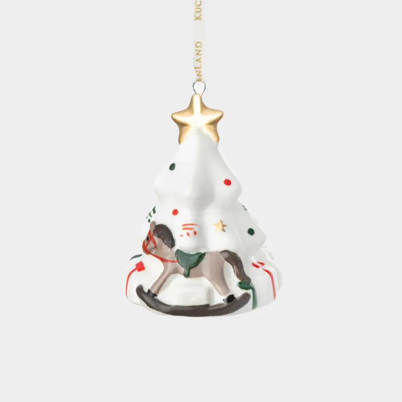 Игрушка елочная, 9 см, фарфор P, бело-золотистая, Лошадка под елкой, Figure christmas