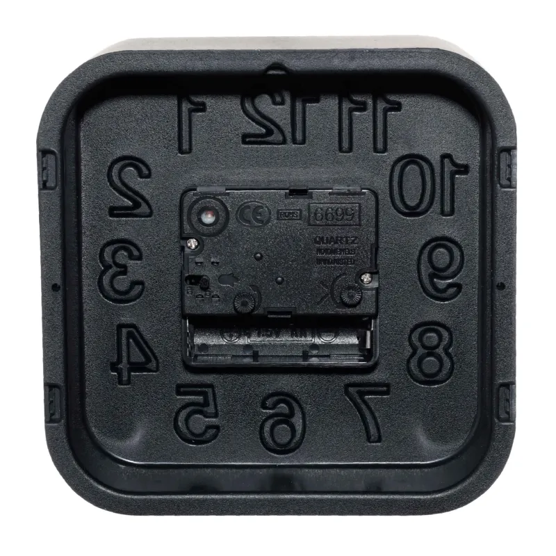 Часы-будильник, 13 см, пластик/стекло, квадратные, черные, Dial, image-2