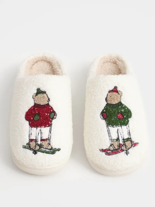 Тапочки детские, домашние, искусственный мех, молочные, Медведи, Needed, image-3