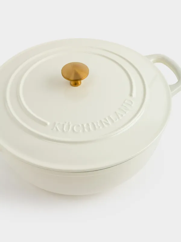 Казан, 27 см, 4,5 л, с крышкой, чугун, молочный, Light kitchen, image-2