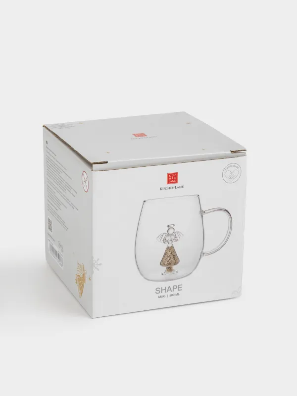 Кружка, 500 мл, стекло Б, Ангел с блестками, Shape, image-4