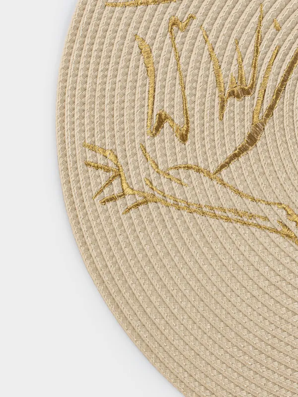 Салфетка под приборы, 38 см, полиэстер, круглая, молочная, Лошади, Circle embroidery, image-3