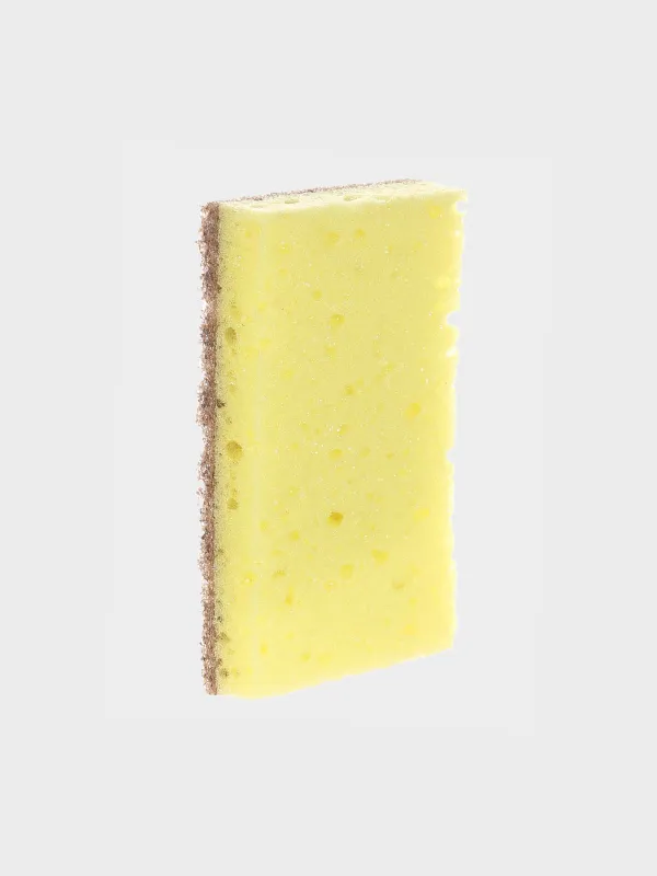 Губка для мытья посуды, 11х7 см, 2 шт, древесное волокно/сизаль, бежево-желтая, Green clean, image-2