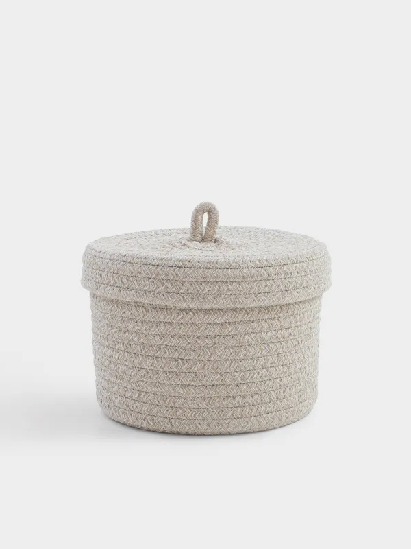 Корзина для хранения, с крышкой, молочная, Tote, image-0