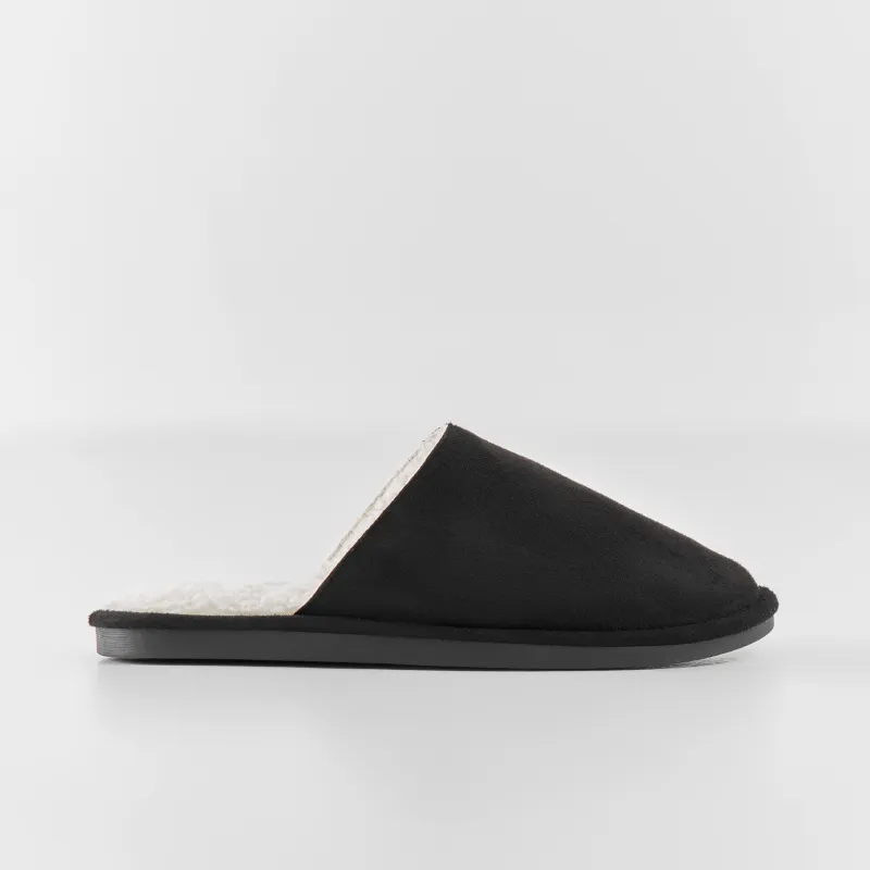 Тапочки мужские, домашние, вельвет/шерпа, черные, Statham