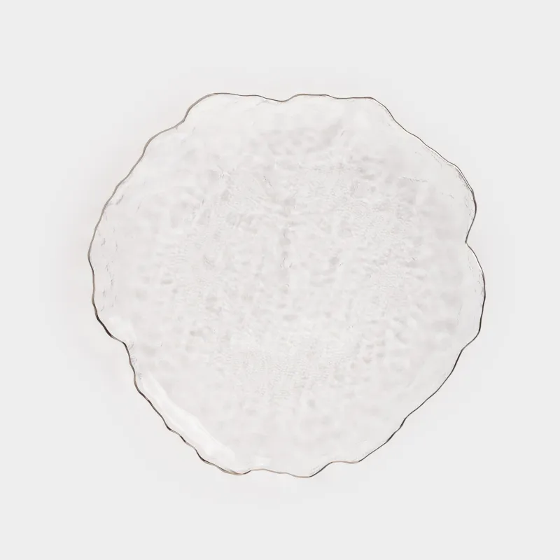 Блюдо, 30 см, стекло, с серебристым кантом, Nautilus silver