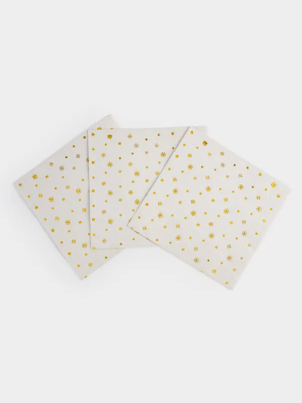 Салфетки бумажные, 33х33 см, 20 шт, Snowfall gold, image-2