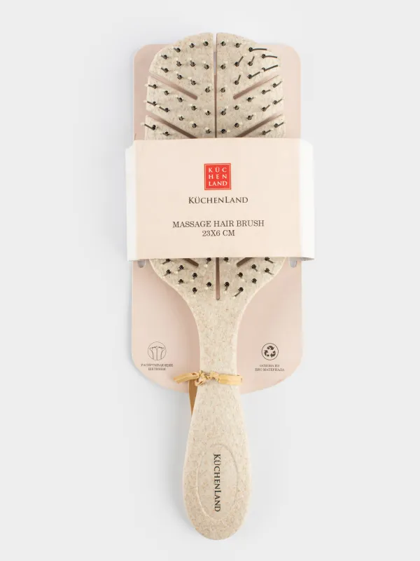 Расческа массажная для волос, 23 см, растительное волокно/пластик, бежевая, Demo, image-4