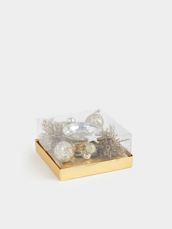 Подсвечник, 11x5 см, для чайной свечи, со свечой, шампань, Яблоки, Apple garden, image-4