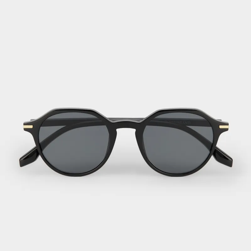 Очки солнцезащитные, пластик/акрил, круглые, черные, Round