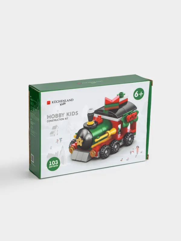 Конструктор, 8х6 см, 103 детали, пластик, цветной, Паровоз, Hobby kids, image-5