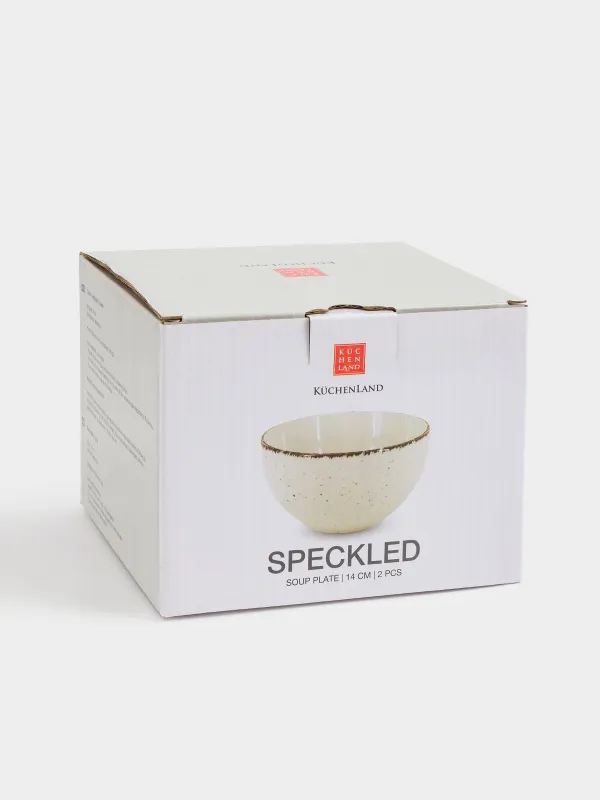 Тарелка суповая, 14х7 см, 2 шт, керамика, бежевая, в крапинку, Speckled, image-4