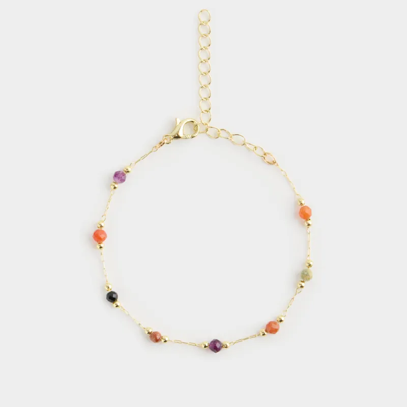 Браслет, 25 см, металл/пластик, золотистый, Бусины, Jewelry