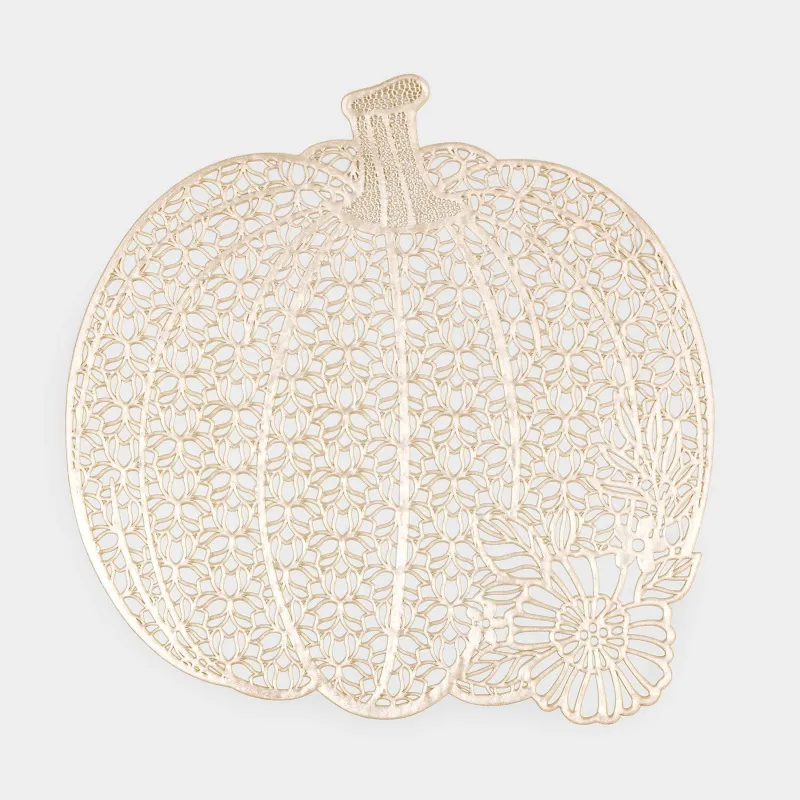 Салфетка под приборы, 38х38 см, ПВХ, фигурная, золотистая, Тыква, Azhur form