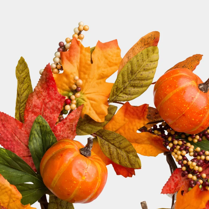 Венок декоративный, 40 см, пенопласт/полиэстер, Тыквы и осенние листья, Forest symphony decor, image-2