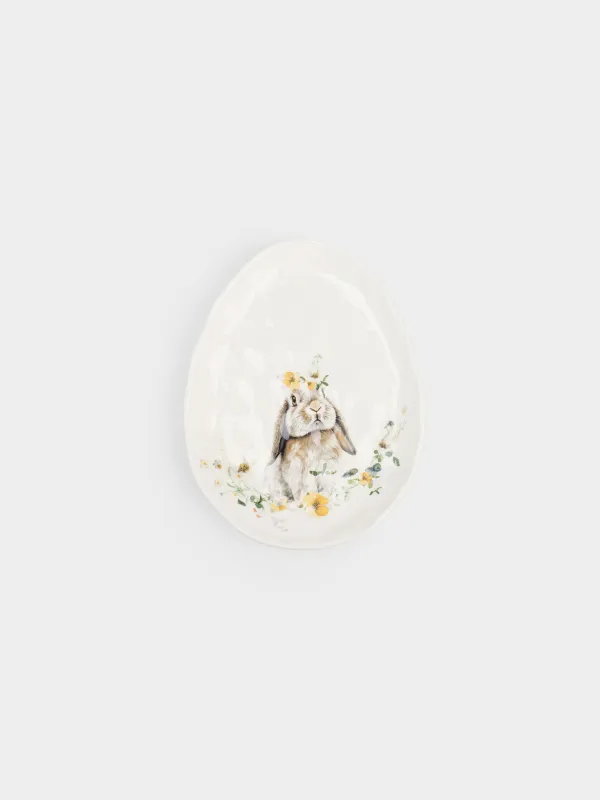 Блюдо, 21х16 см, Яйцо, Кролик с цветами, Natural Easter, image-0