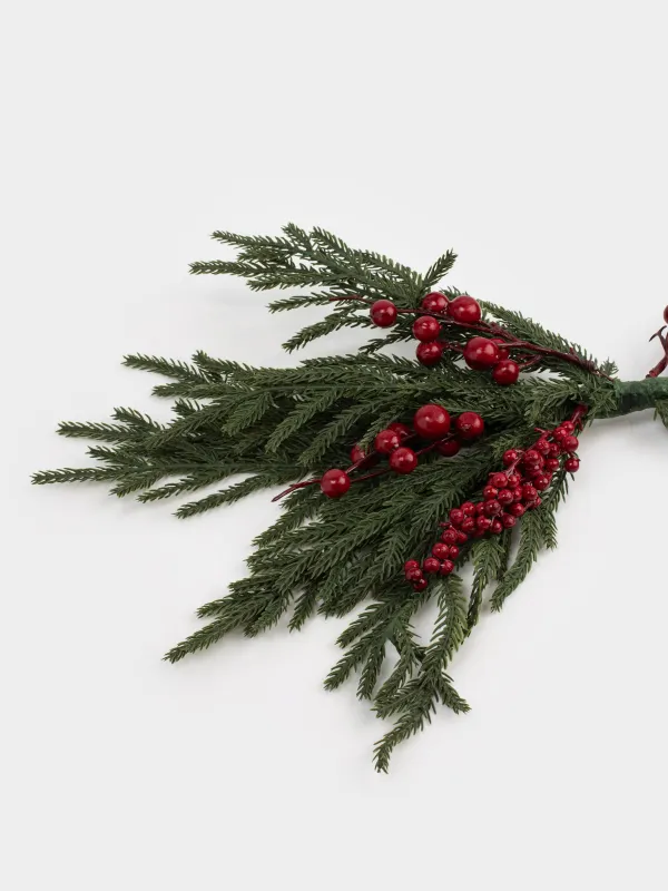 Композиция декоративная, 55 см, пенопласт, Ель с красными ягодами, Red berry, image-4