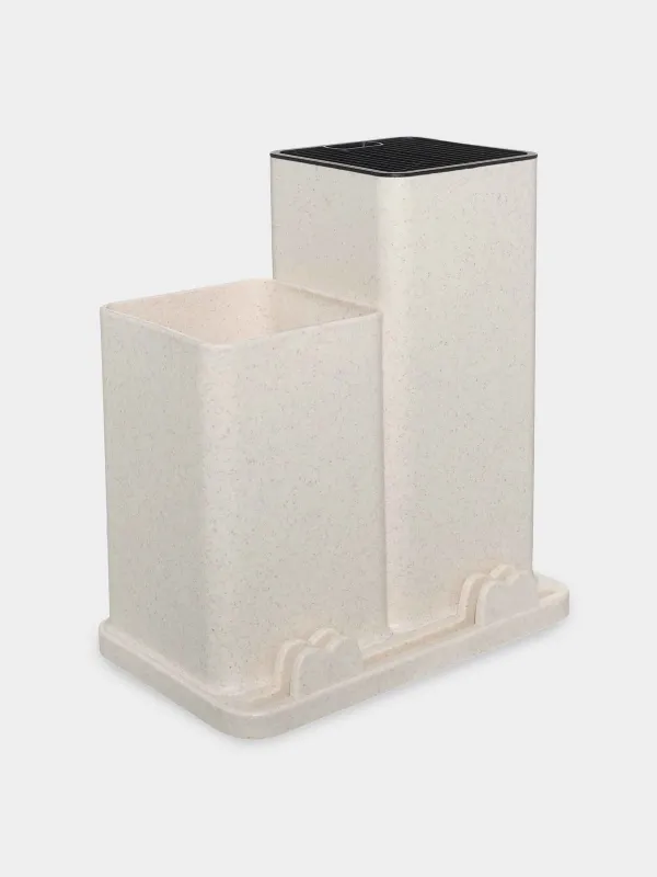 Подставка для ножей и кухонных принадлежностей, 23 см, 2 отд, пластик, молочная, Speck-light, image-2