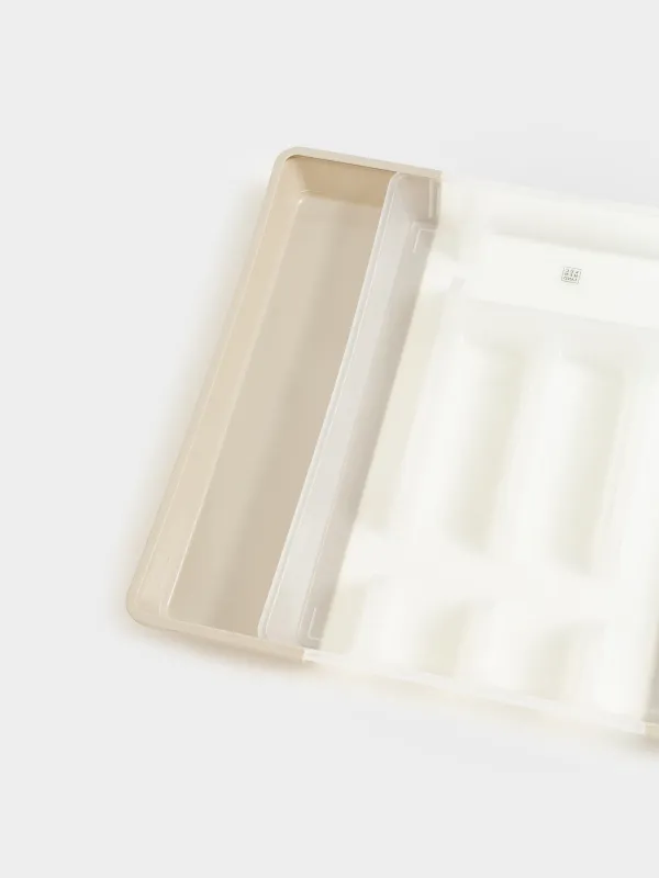 Лоток для столовых приборов, 37х27 см, 7 отд, раздвижной, пластик, бело-серый, Keeping, image-5