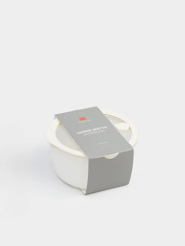 Контейнер, 940 мл, с клапаном, стекло Т/силикон, круглый, молочный, Verre matte, image-5